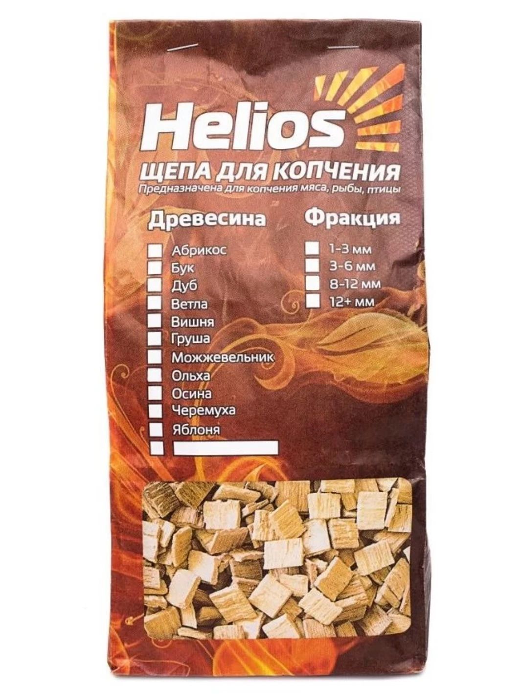 Щепа для копчения (абрикос) 2л Helios