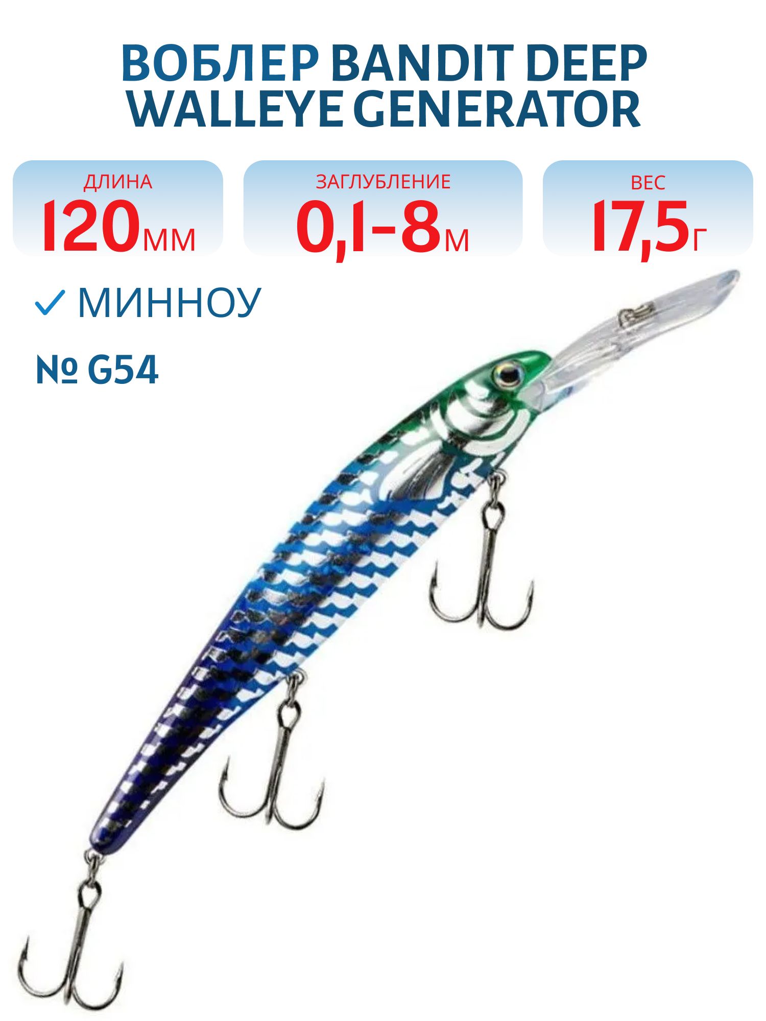 Воблер BANDIT DEEP WALLEYE GENERATOR G54