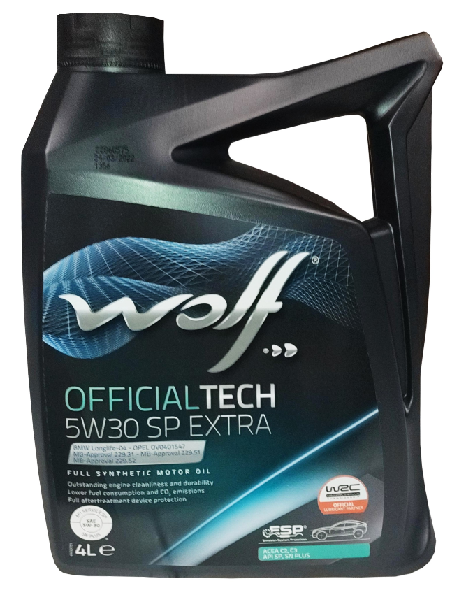 WOLF OFFICIALTECH 5W30 C3 SP EXTRA 4л синтетическое моторное масло