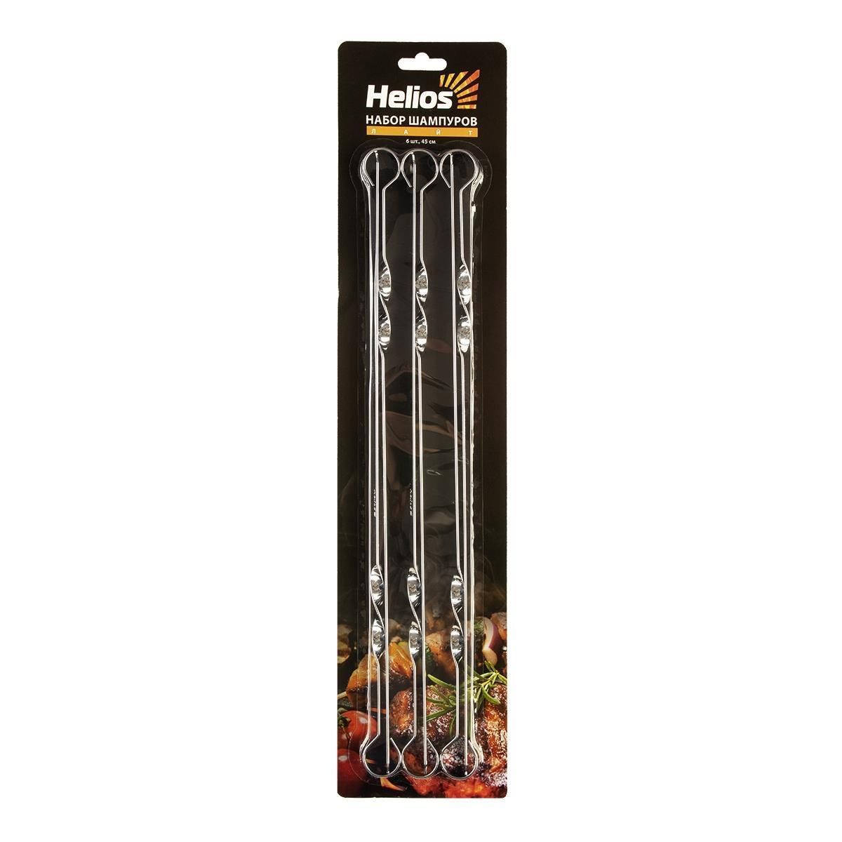 Набор плоских шампуров Лайт 6 шт в блистере 60х1 см Helios