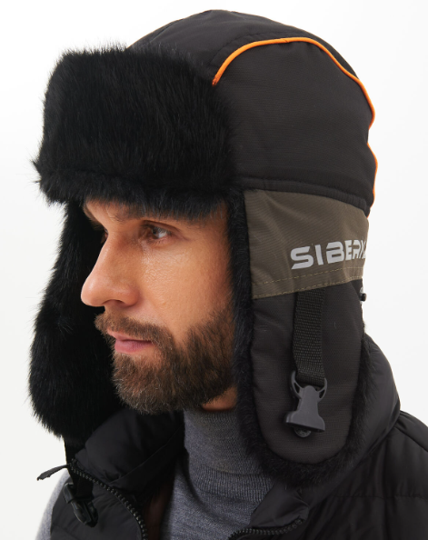 Шапка ушанка зимняя Huntsman Siberia ткань Breathable цвет Хаки/Черный иск. мех Норка (Размер 56-58)