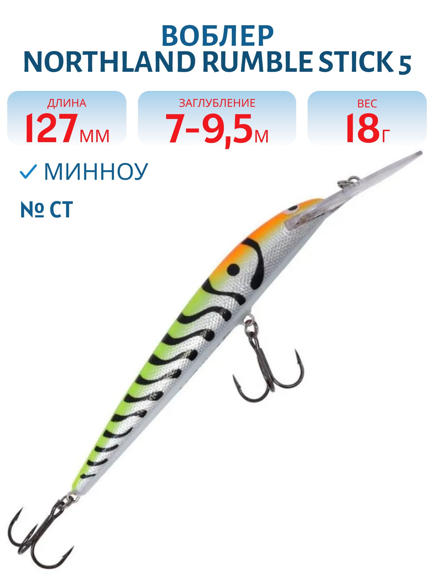 Воблер NORTHLAND RUMBLE STICK 5 CT/ 7-9.5 м