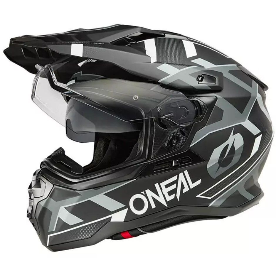 Шлем кроссовый со стеклом ONEAL D-SRS Square V25,  матовый белый/черный,  M