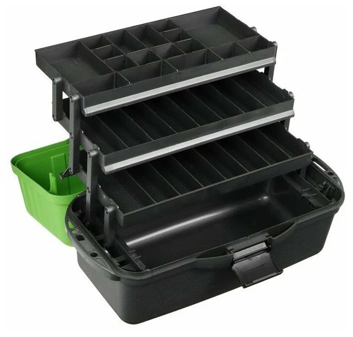 Ящик рыболова трехполочный зеленый Helios