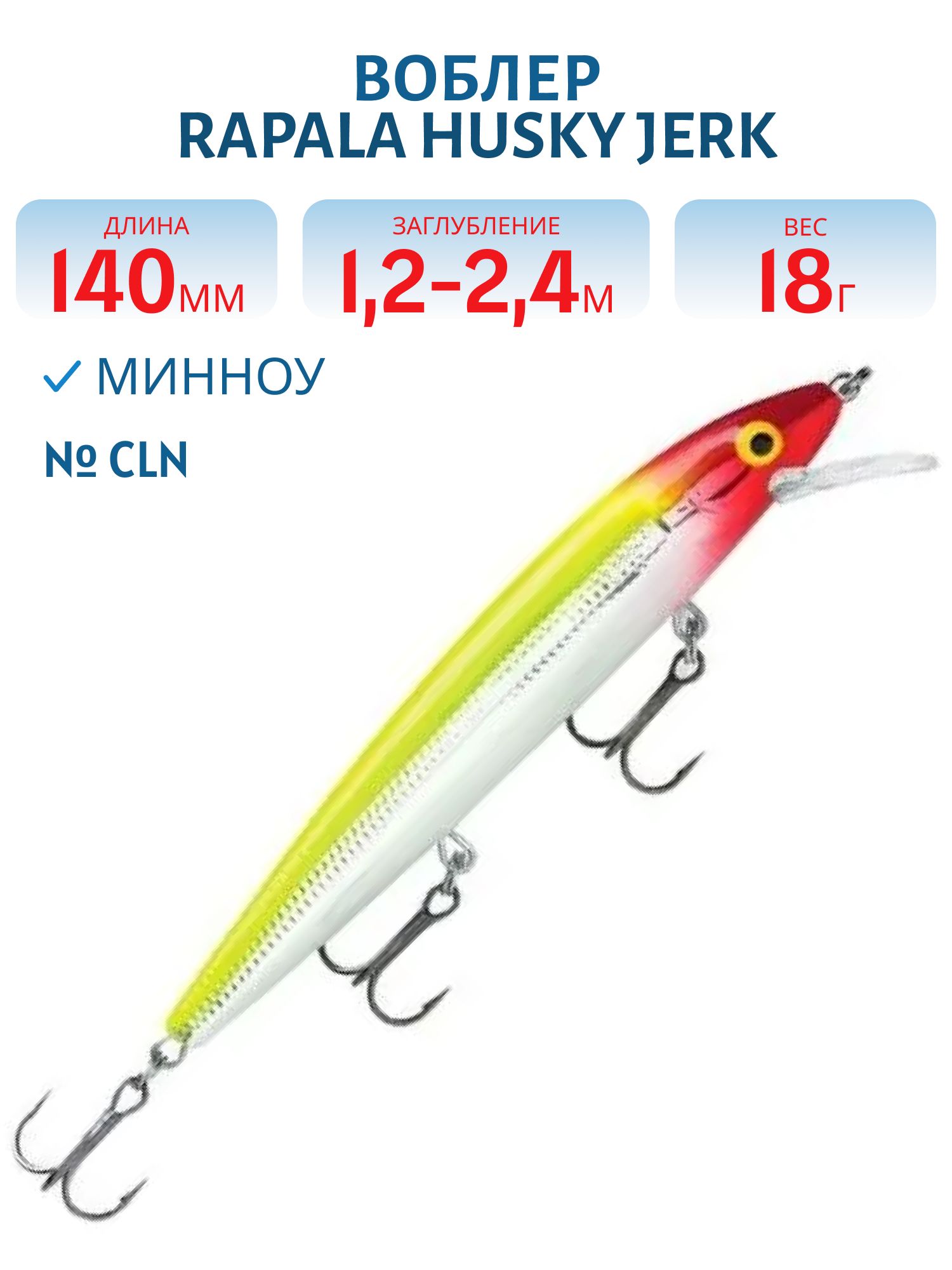 Воблер Rapala Husky Jerk 14 /CLN