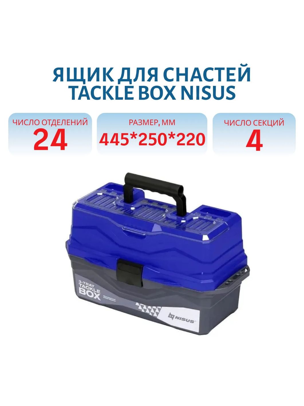 Ящик для снастей Tackle Box трехполочный NISUS синий