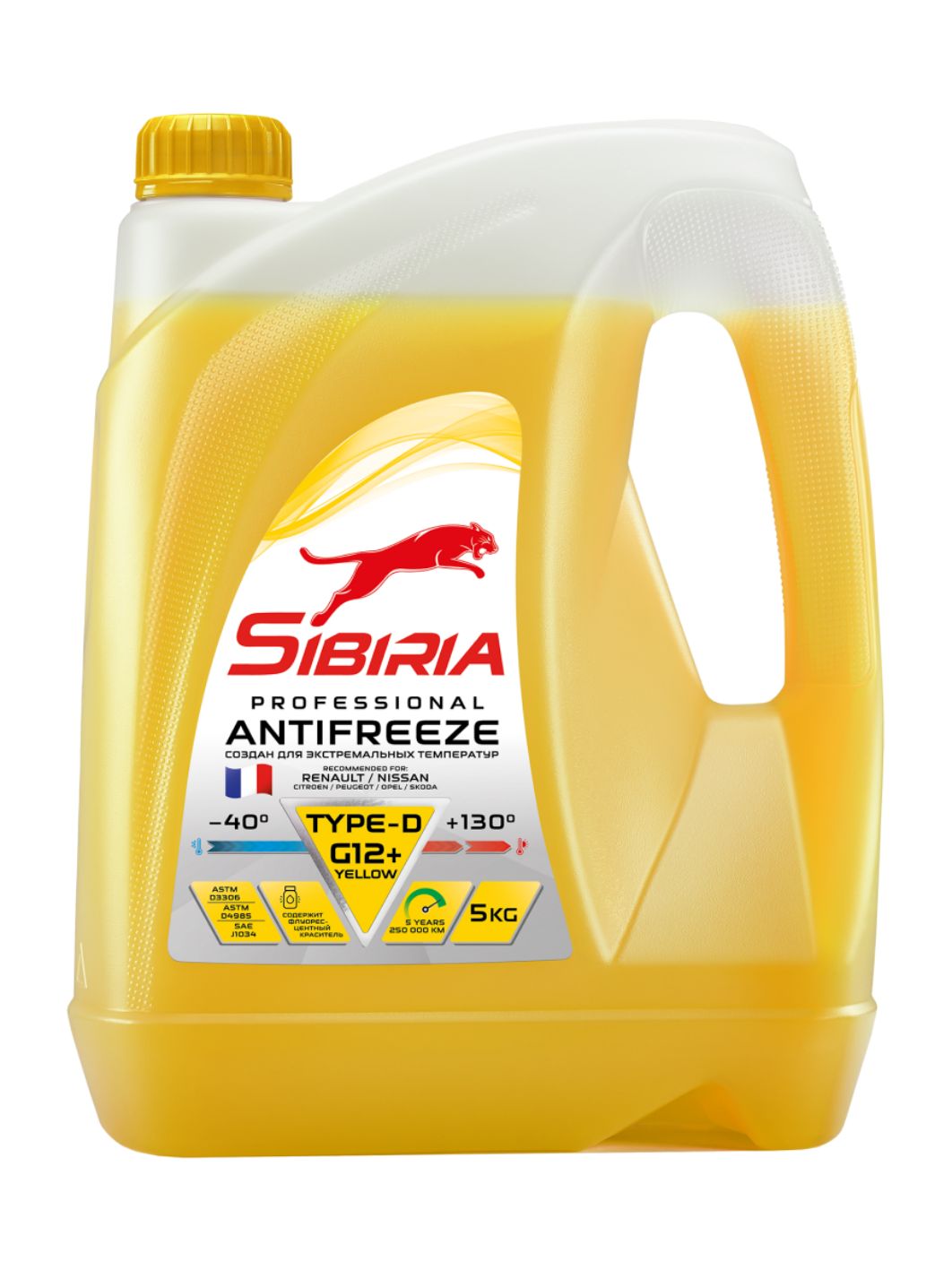 Антифриз SIBIRIA -40 G-12+ TYPE-D 5кг желтый