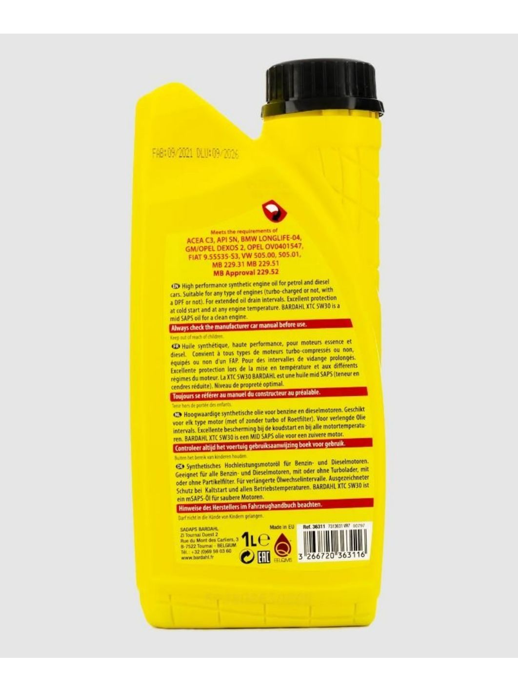 BARDAHL 5W30 XTC SN 1L 36311 синтетическое моторное масло
