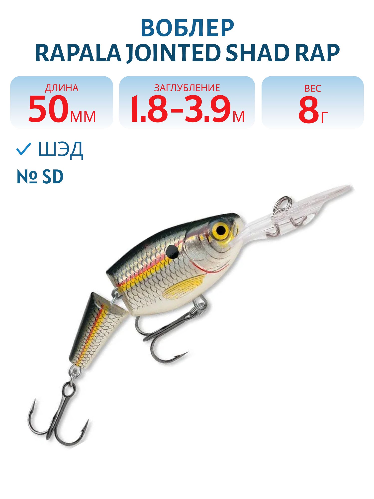 Воблер Rapala Jointed Shad Rap 05 SD
