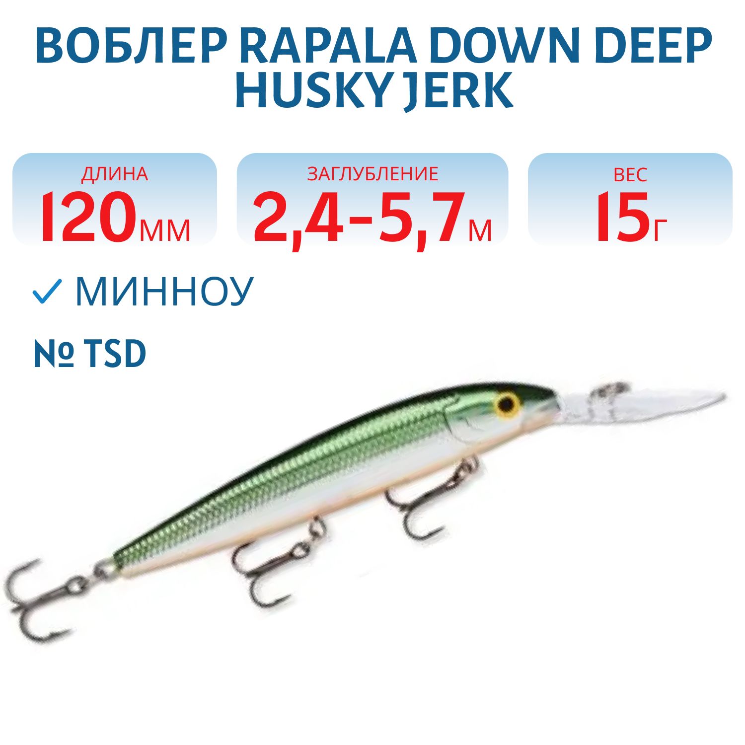 Воблер Rapala Down Deep Husky Jerk 12 /TSD