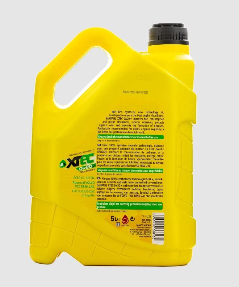 BARDAHL 0W20 XTEC V C5 SN 5L 36813 синтетическое моторное масло