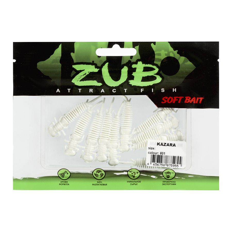 Приманка ZUB-KAZARA 50мм-10шт,  (цвет 801) белый