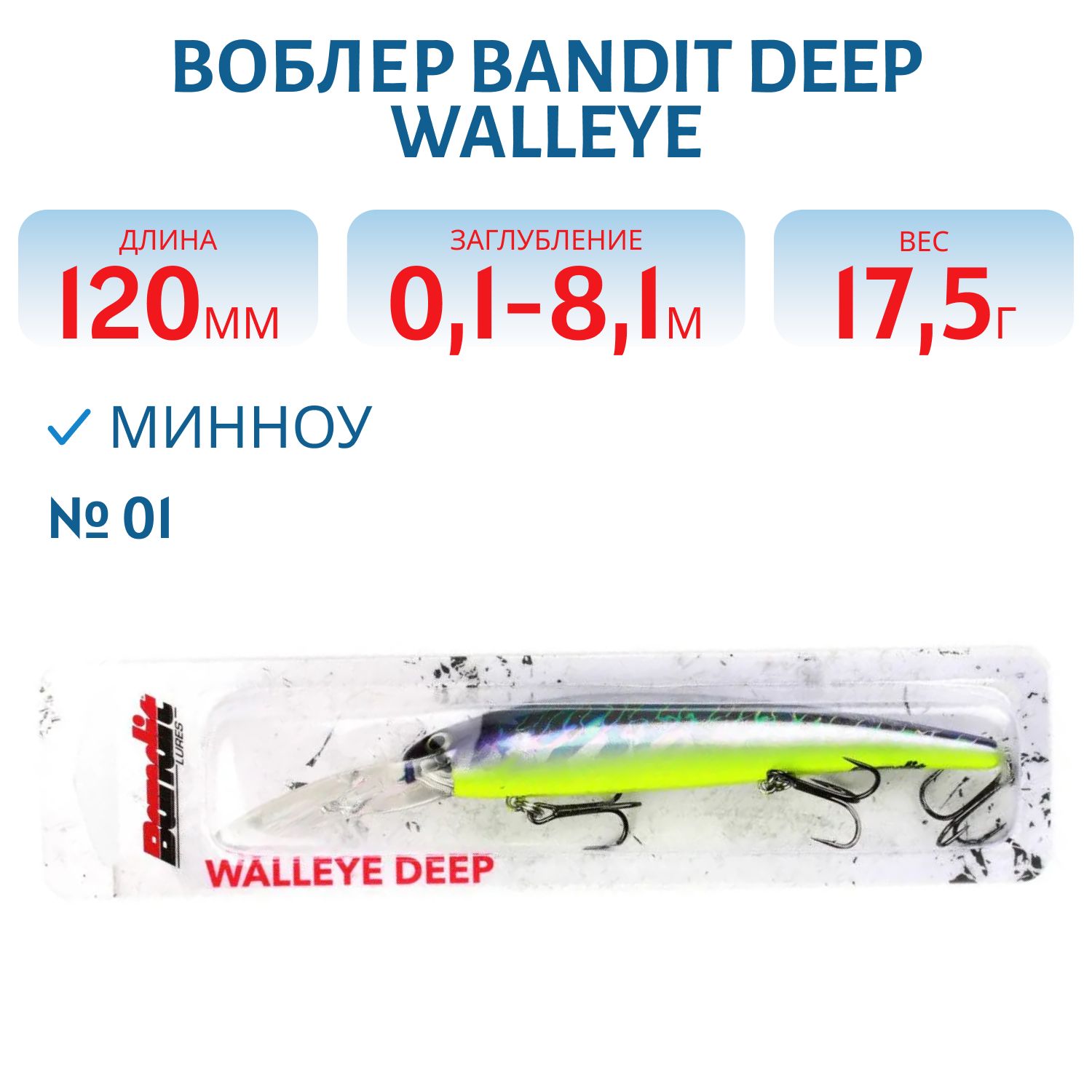 Воблер BANDIT DEEP WALLEYE 01 | купить по выгодной цене в интернет-магазине  Карел-Импэкс