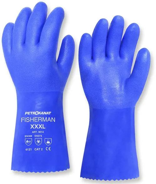 Перчатки FISHERMAN, арт.9014,  синие,  х/б подкл,  300мм,  р.XXL