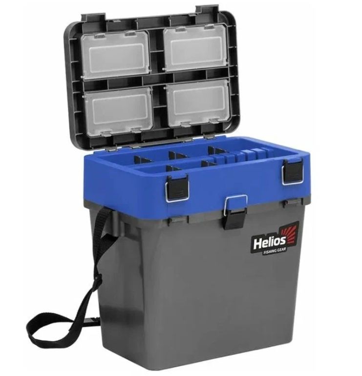 Ящик рыболовный зимний (19л) двухсекционный серый/синий Helios