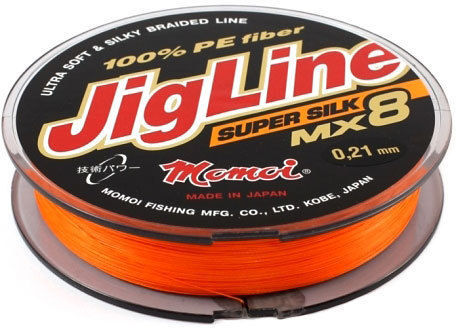 Шнур JigLine MX 8 Super Silk 0, 40 мм, 45 кг, 100 м оранжевый