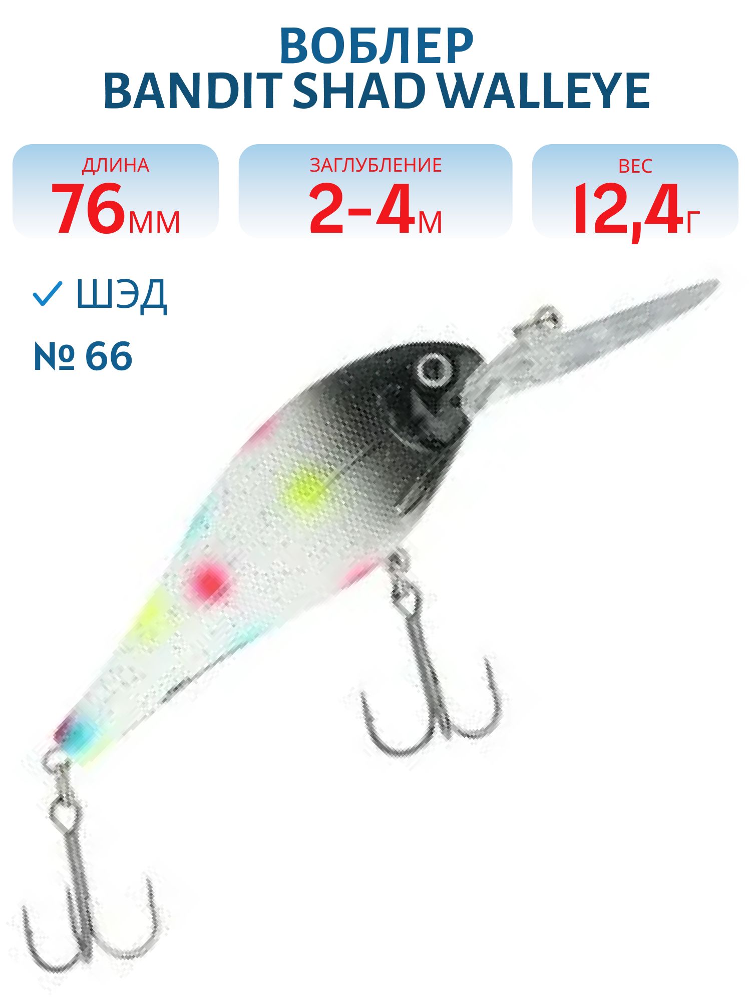 Воблер BANDIT SHAD WALLEYE 3 66