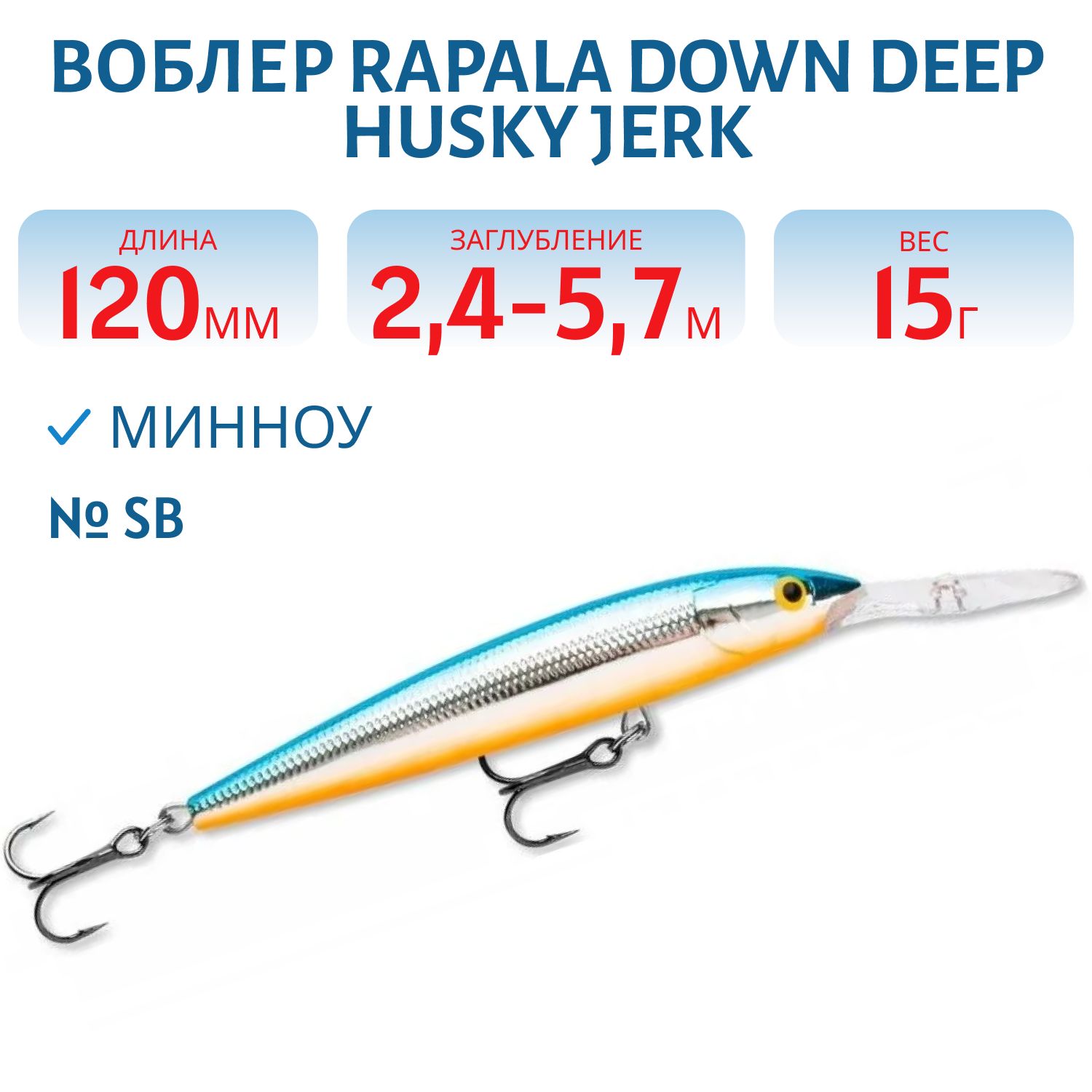 Воблер Rapala Down Deep Husky Jerk 12 /SB
