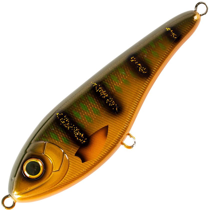 Воблер Джеркбейт Strike Pro Buster Jerk II Shallow Runner,  120 мм,  37 гр,  Загл. 0, 3м.-2, 0м.,  Медленно всплывающий,  цвет: C753F-UV Olive Perch UV,  (EG-049#C753F-UV)