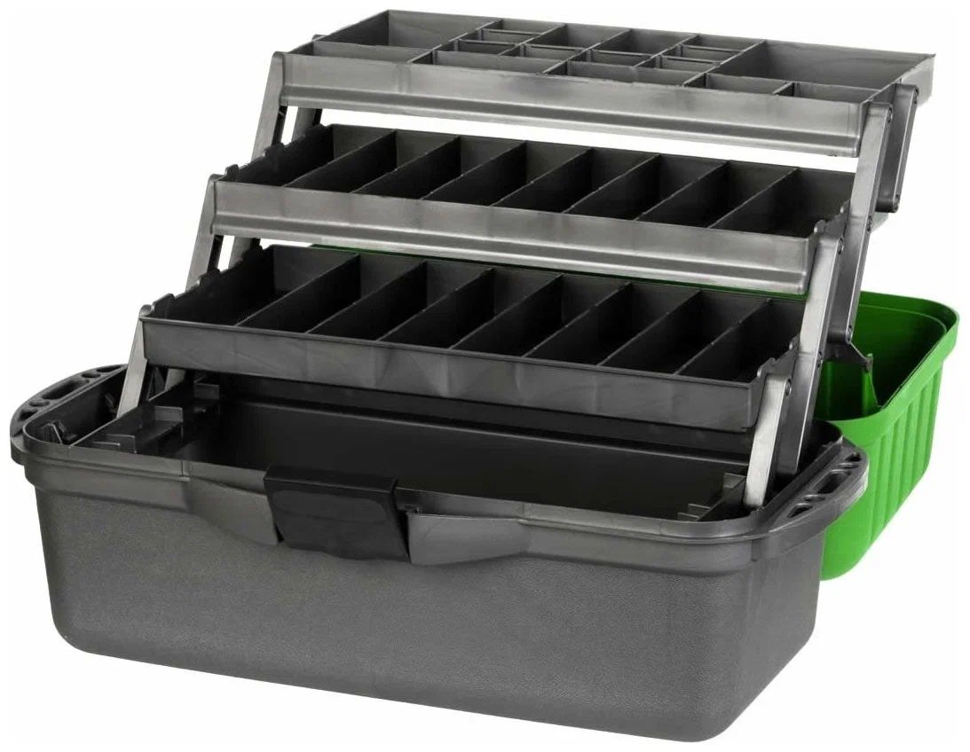 Ящик рыболова трехполочный зеленый Helios