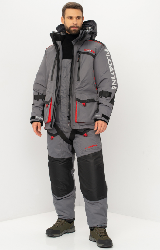 Костюм зимний поплавок Huntsman Siberia Floating,  ткань Breathable,  до -45°С,  цвет Серый/Черный (Размер:44-46,  Рост:170)