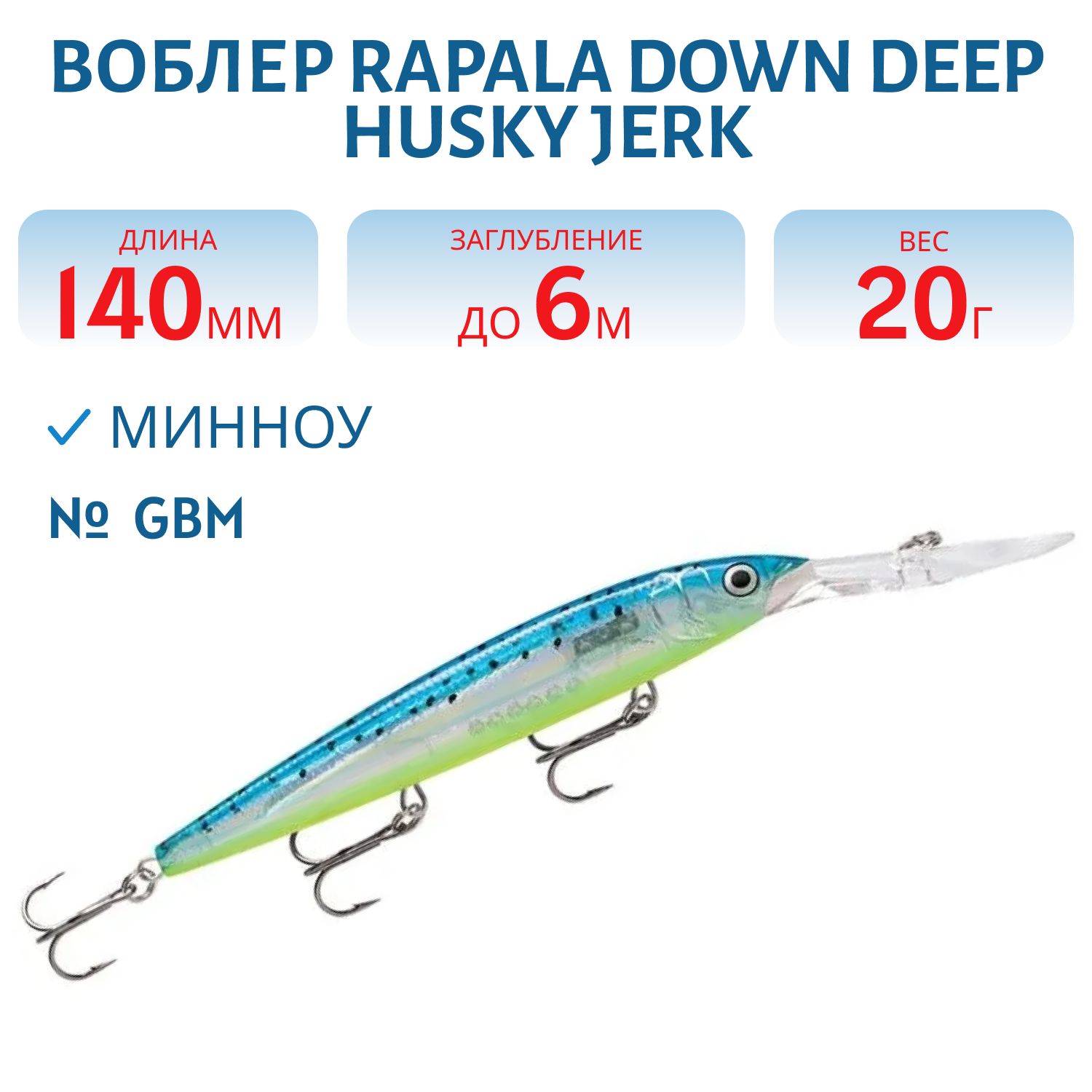 Воблер Rapala Down Deep Husky Jerk 14 /GBM