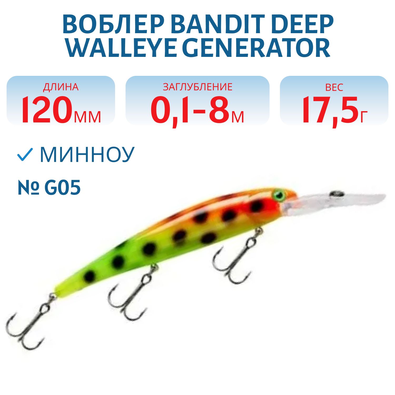 Воблер BANDIT DEEP WALLEYE GENERATOR G05