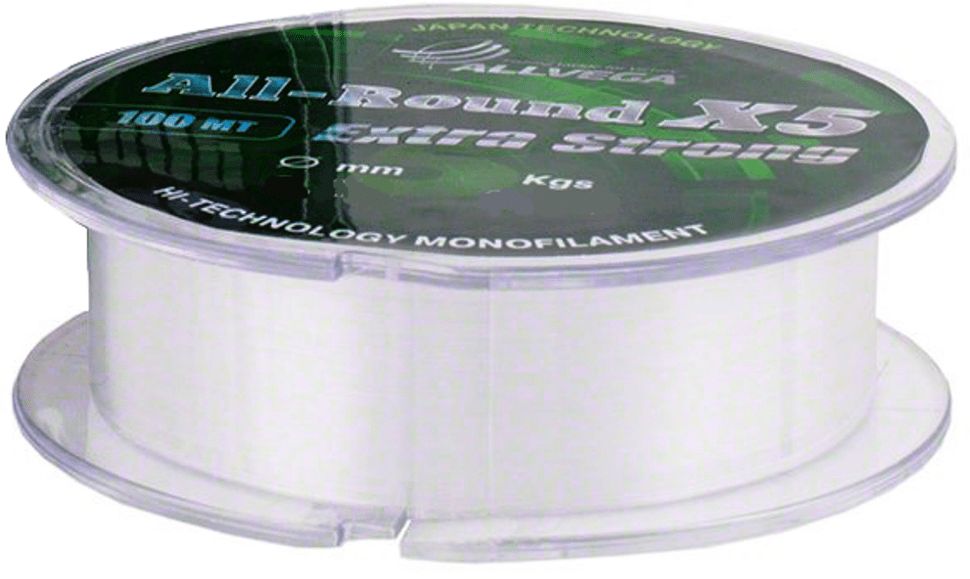 Леска ALLVEGA "ALL-ROUND X5" 0, 14мм (100м) (2, 64кг) прозрачная LAR10014