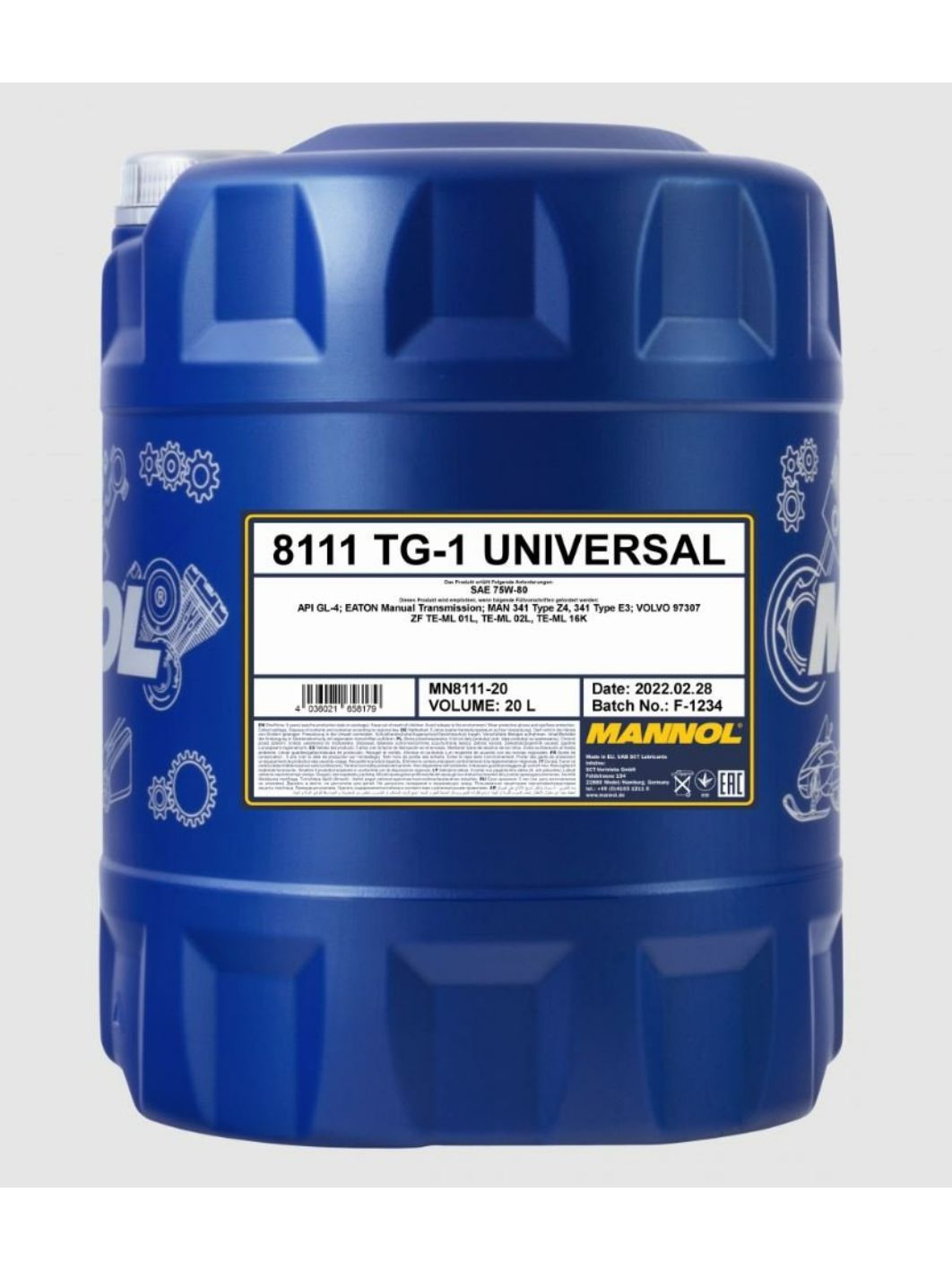 MANNOL TG-1 Universal 75W80 GL-4 8111 20л синтетическое трансмиссионное масло