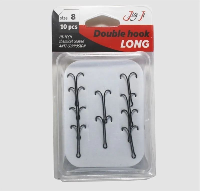Двойник JIG IT Long double hooks,  10 шт/уп. №8