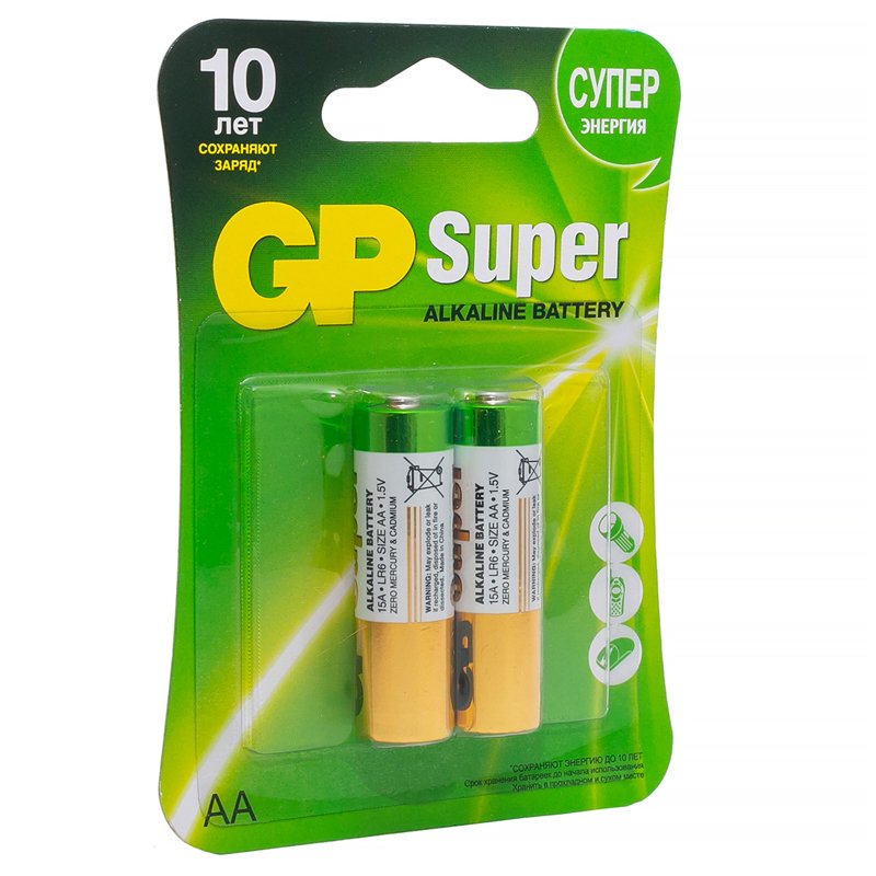 Батарейка LR6 (AA) GP Alkaline Super (2шт.) (222942)