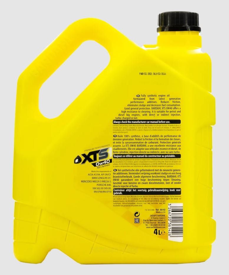 BARDAHL 0W40 XTS SM/CF 4L 36142 синтетическое моторное масло