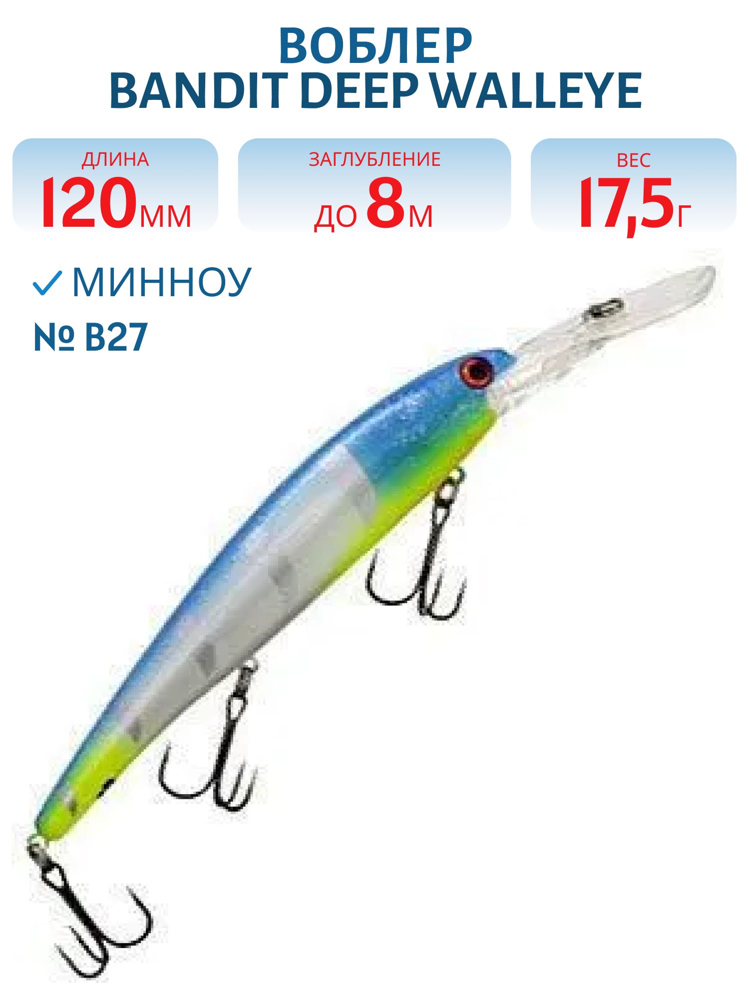 Воблер BANDIT DEEP WALLEYE B27