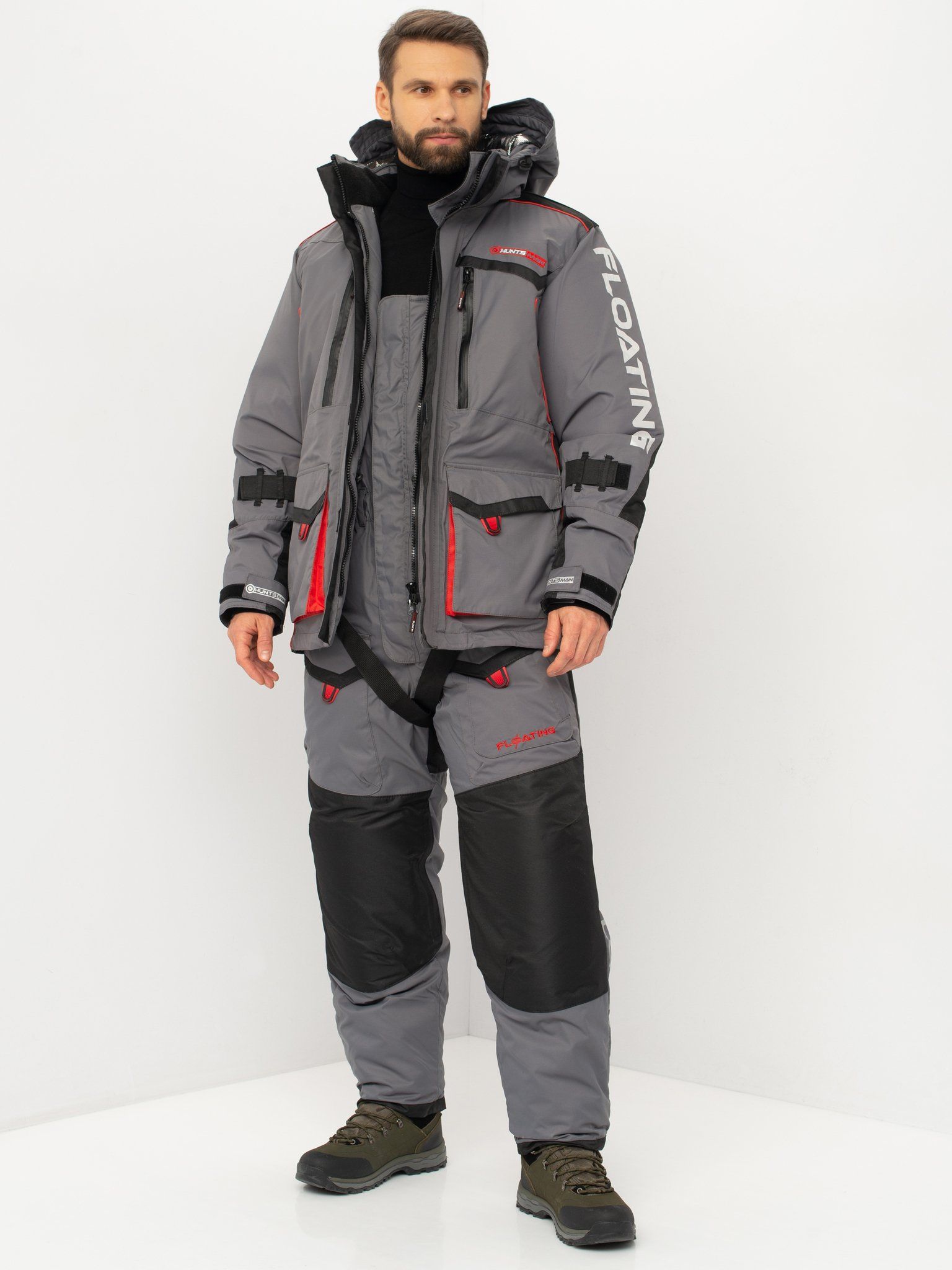 Костюм зимний поплавок Huntsman Siberia Floating,  ткань Breathable,  до -45°С,  цвет Серый/Черный (Размер:56-58,  Рост:182)