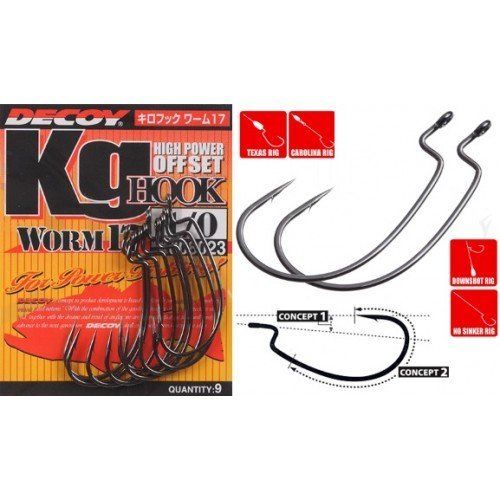 Крючок Decoy офсетный Worm 17 #1/0 (9шт.)