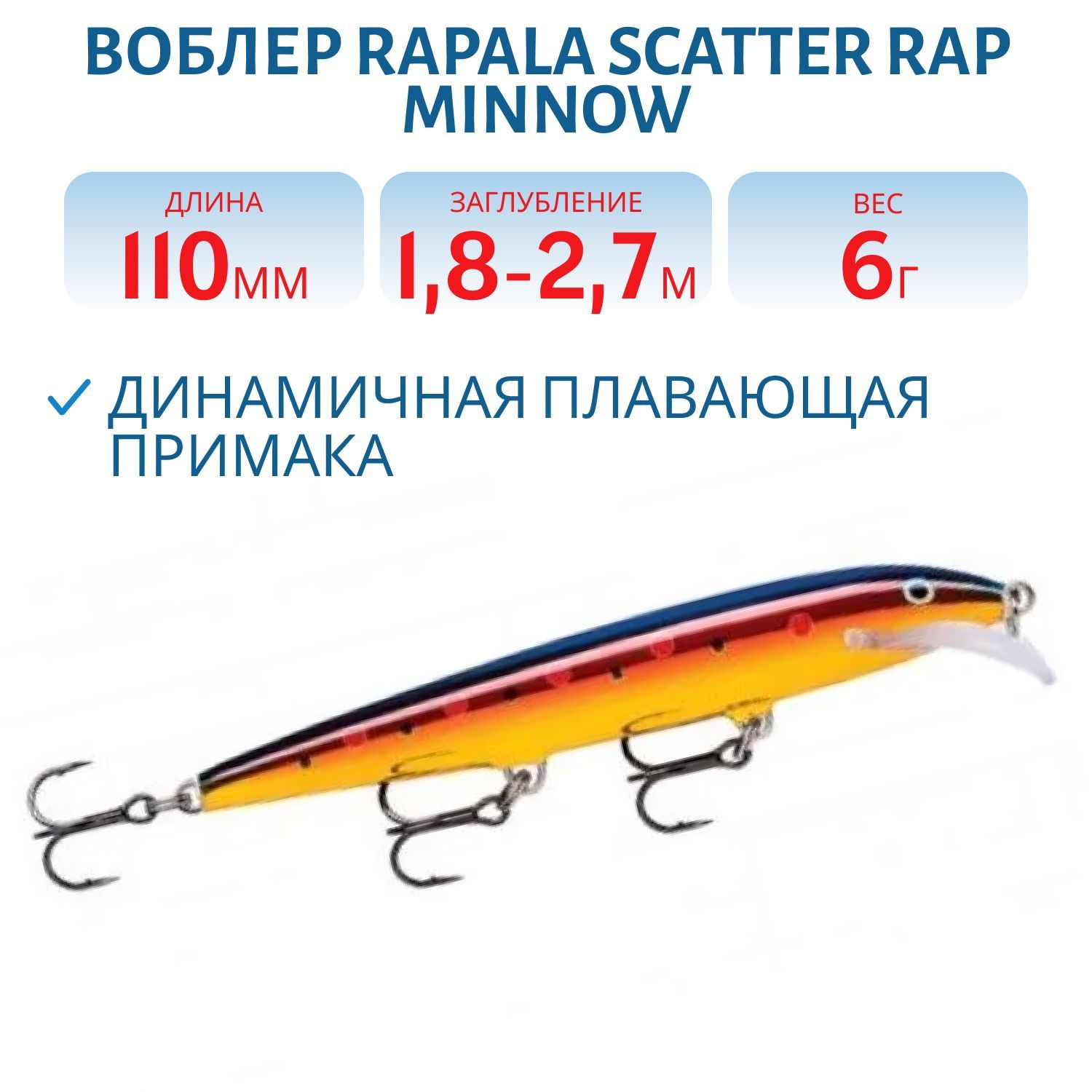 Воблер Rapala Scatter Rap Minnow 11 /GOL