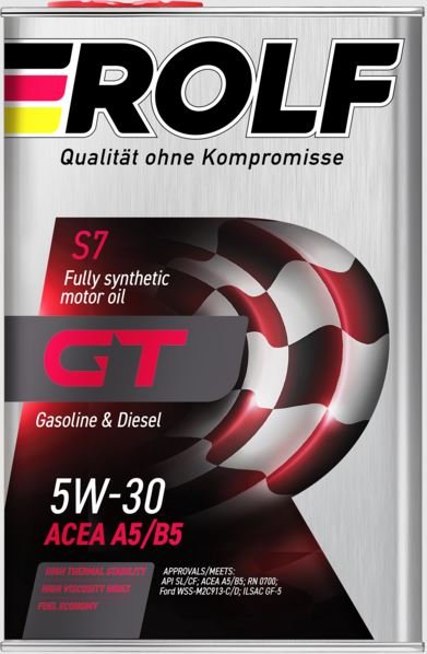 ROLF GT 5W30 A5/B5 SL/CF 4л синтетическое моторное масло 