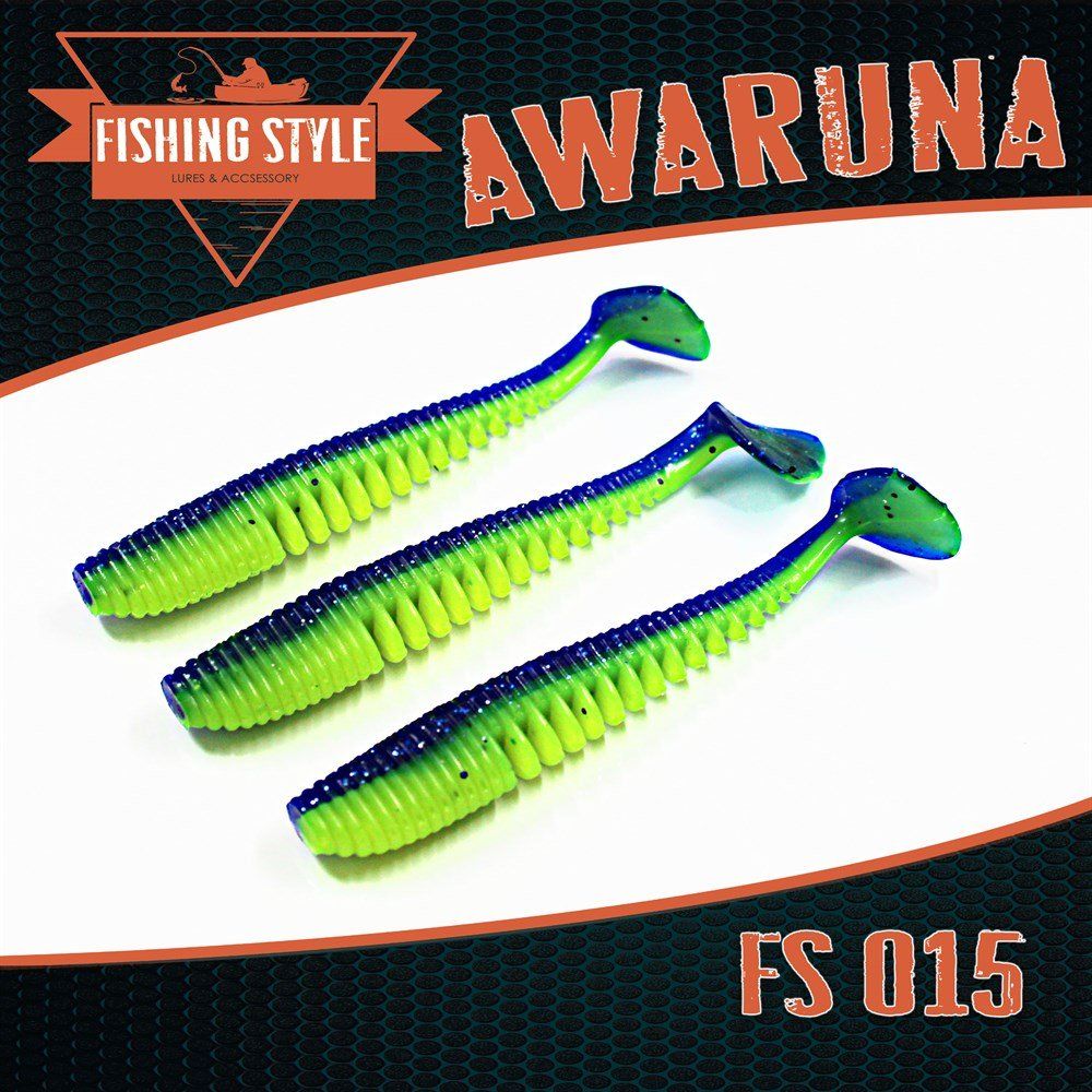 Силиконовая приманка AWARUNA 3, 5"(88 мм) уп.6 шт.#015 Dark blue lime