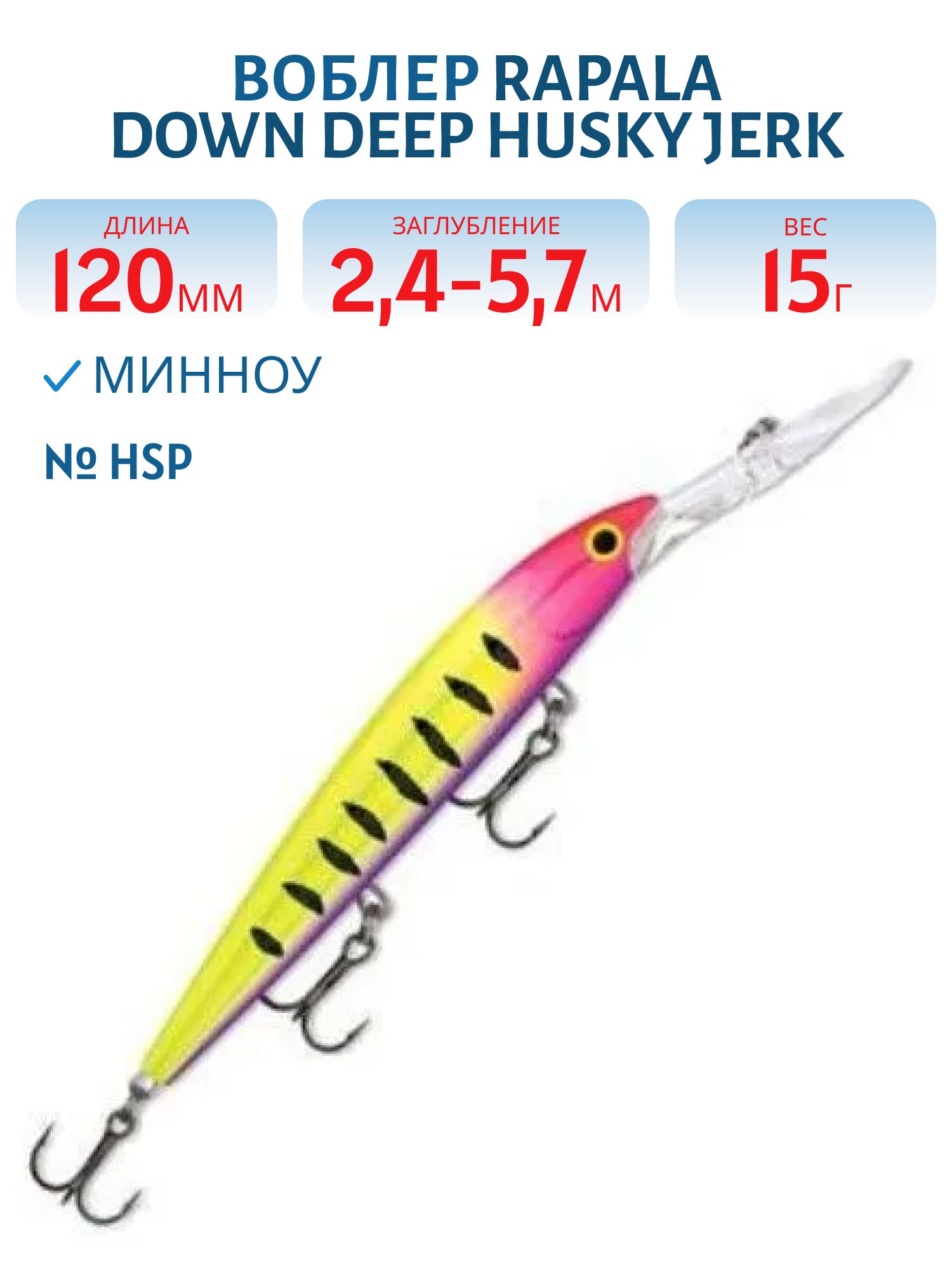 Воблер Rapala Down Deep Husky Jerk 12 /HSP