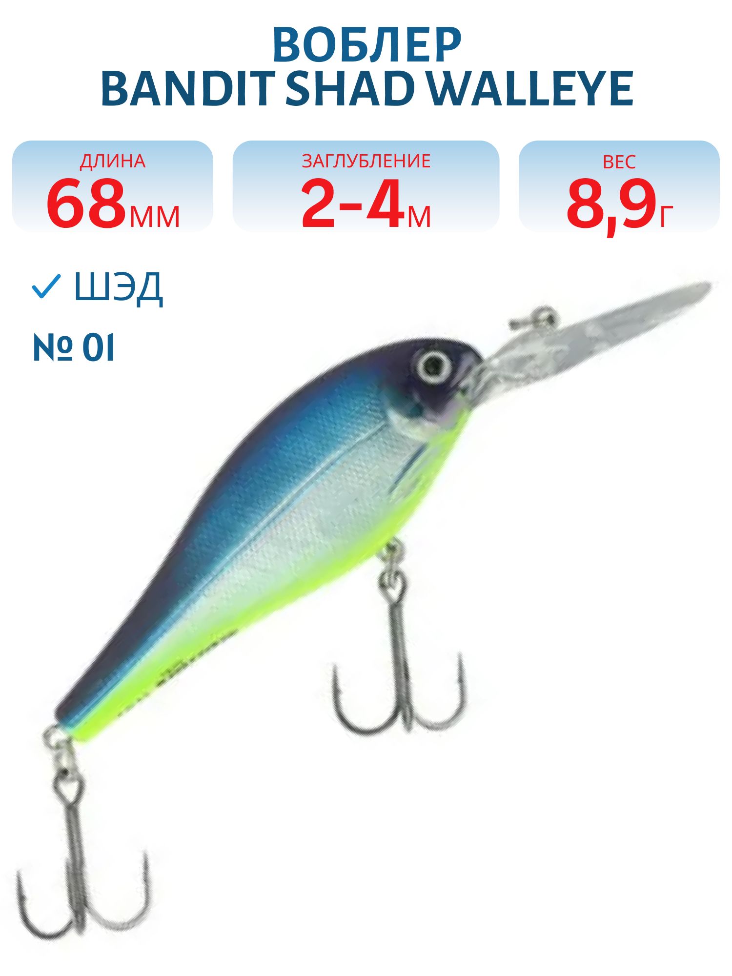 Воблер BANDIT SHAD WALLEYE 2 01