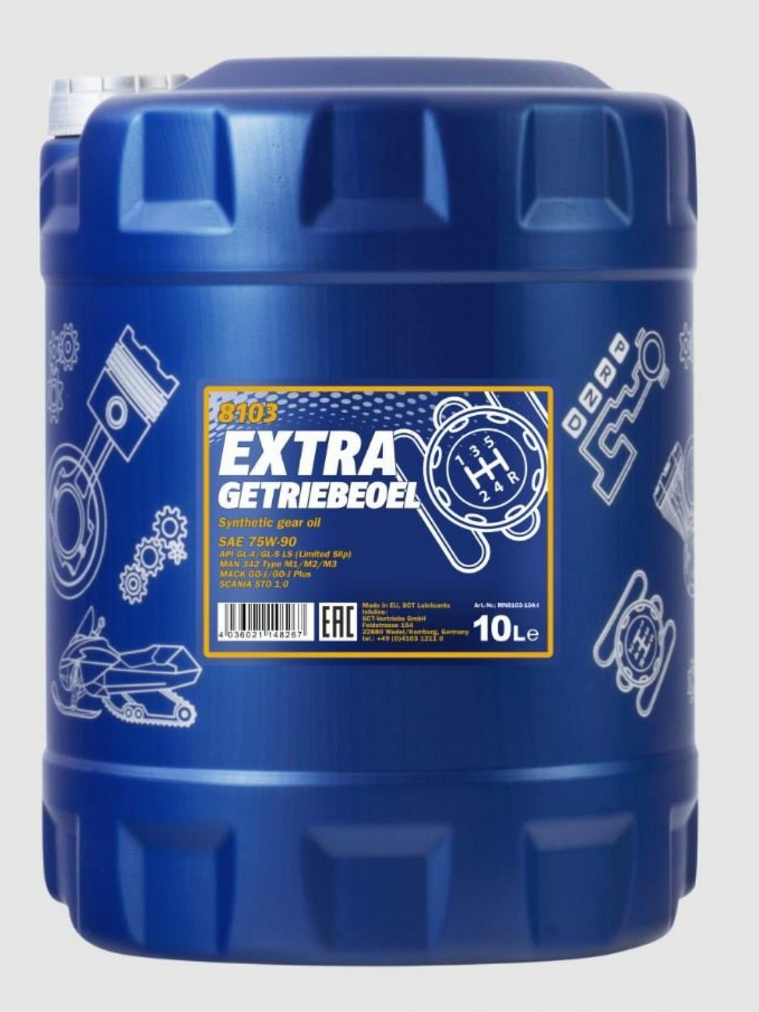 MANNOL Extra Getriebeoel 75W90 GL-4/GL-5 LS 8103 10л синтетическое трансмиссионное масло