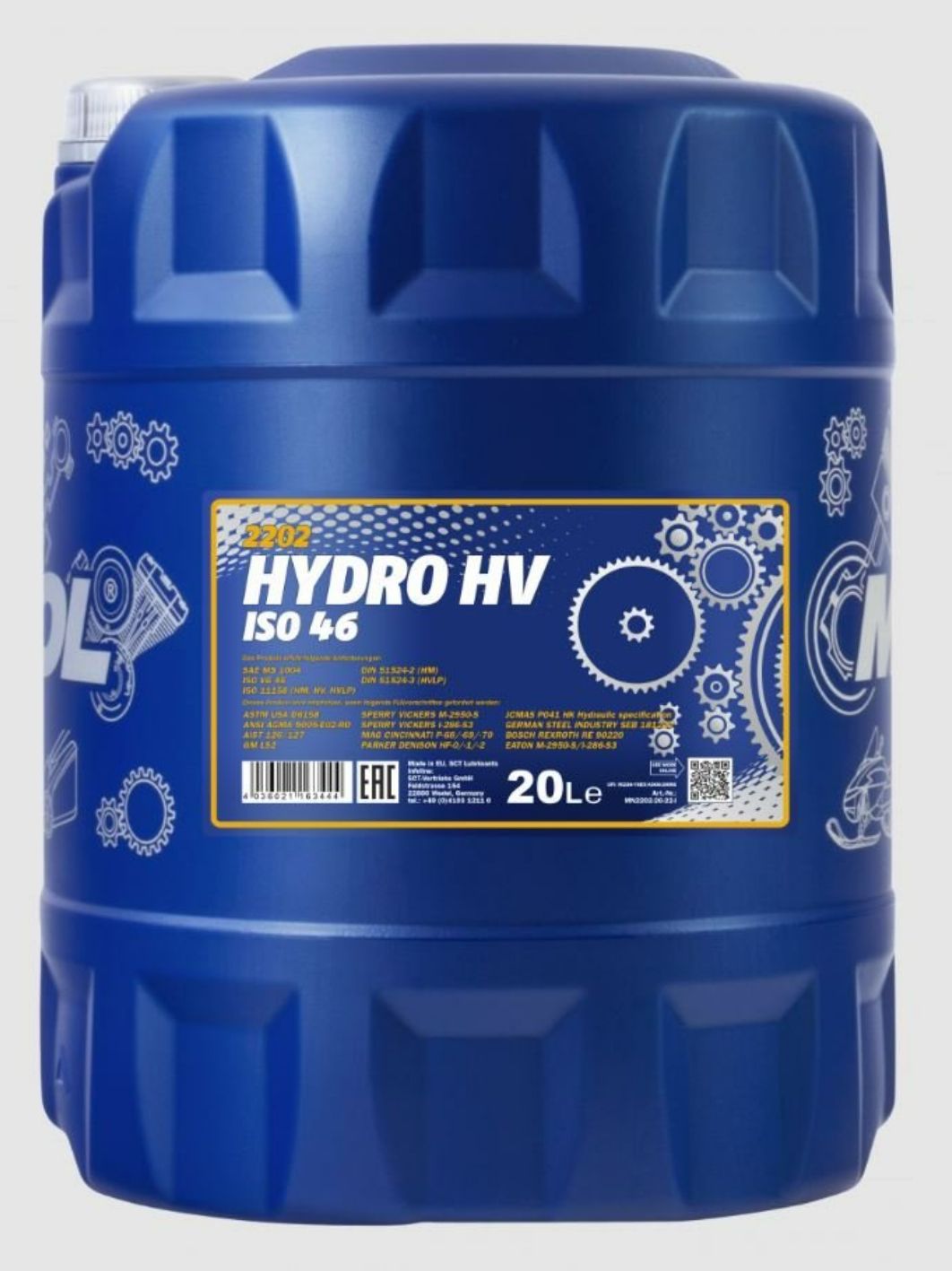 MANNOL Hydro HV ISO 46 (HVLP-46) 2202 20л гидравлическое масло