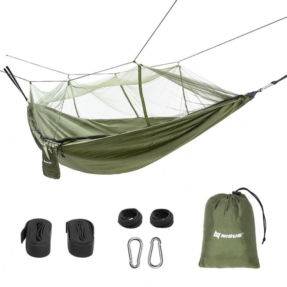 Гамак без планок 140х260см с москитной сеткой нейлон 210T NISUS