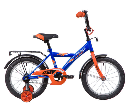 Велосипед колёса 16" детский NOVATRACK Astra, 1 скорость, рама сталь (синий)
