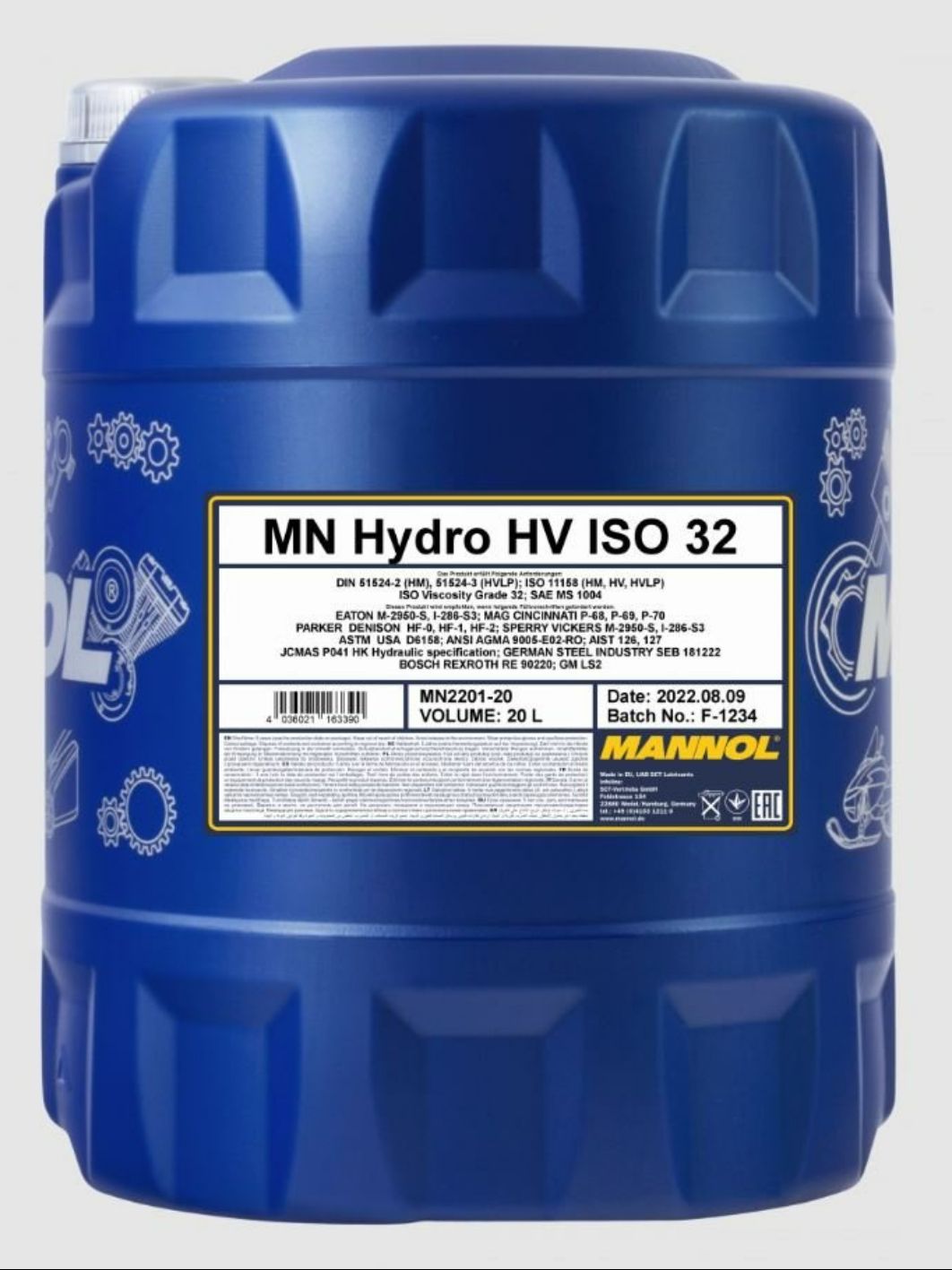 MANNOL Hydro HV ISO 32 (HVLP-32) 2201 20л гидравлическое масло