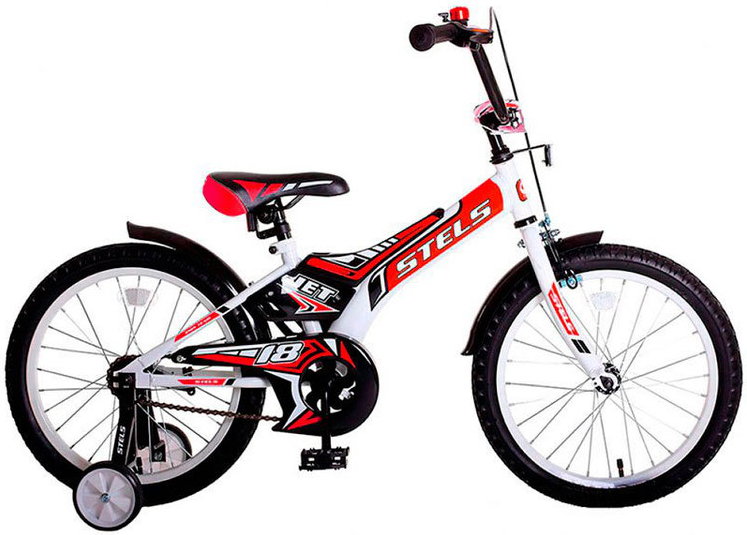 Велосипед колёса 18" детский STELS Jet, 1 скорость, рама сталь 10" (белый/красный) 