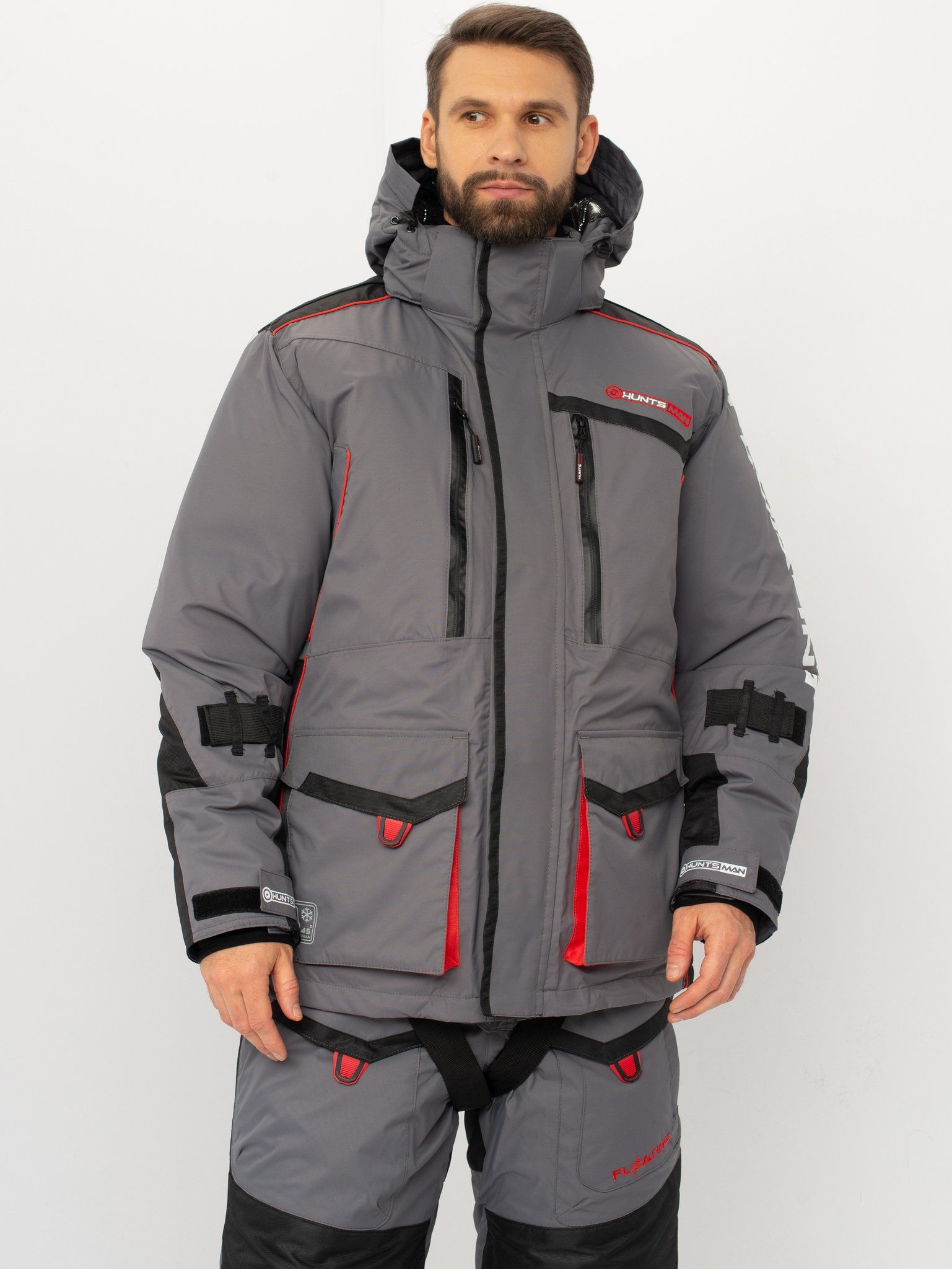 Костюм зимний поплавок Huntsman Siberia Floating,  ткань Breathable,  до -45°С,  цвет Серый/Черный (Размер:52-54,  Рост:182)