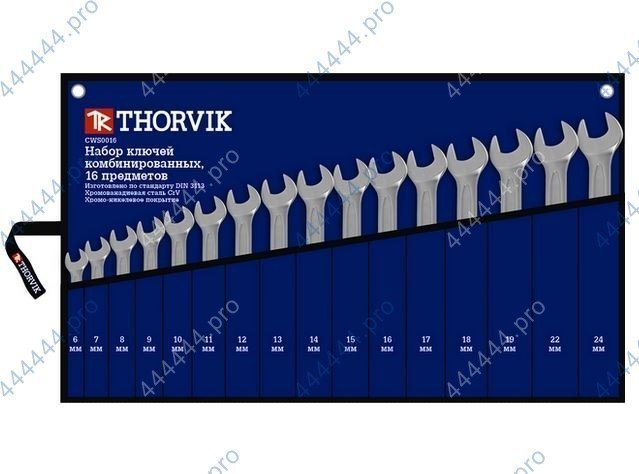 Набор ключей комбинированных 16пр. (Ø6-24мм) сумка Thorvik CWS0016