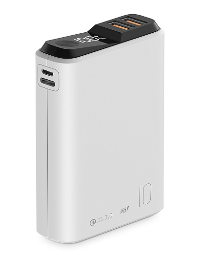 зарядное устройство qs-10 белый (внешний аккумулятор с дисплеем) olmio (10000mah) (38630)