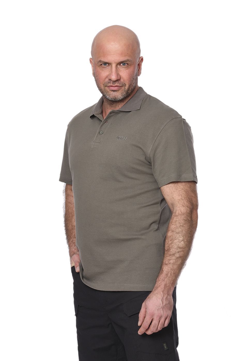 Футболка поло "Mini Logo T-Shirt"(Мини лого) (хлопок,  олива) 7PO-01OL (M/48)